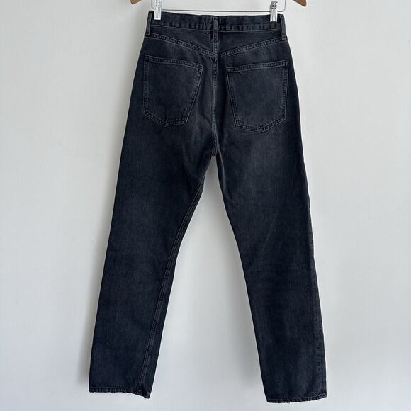 Agolde Jeans Womens 26 Black Fade High Rise Pinch Waist Straight 90s Button Fly - Picture 3 of 13